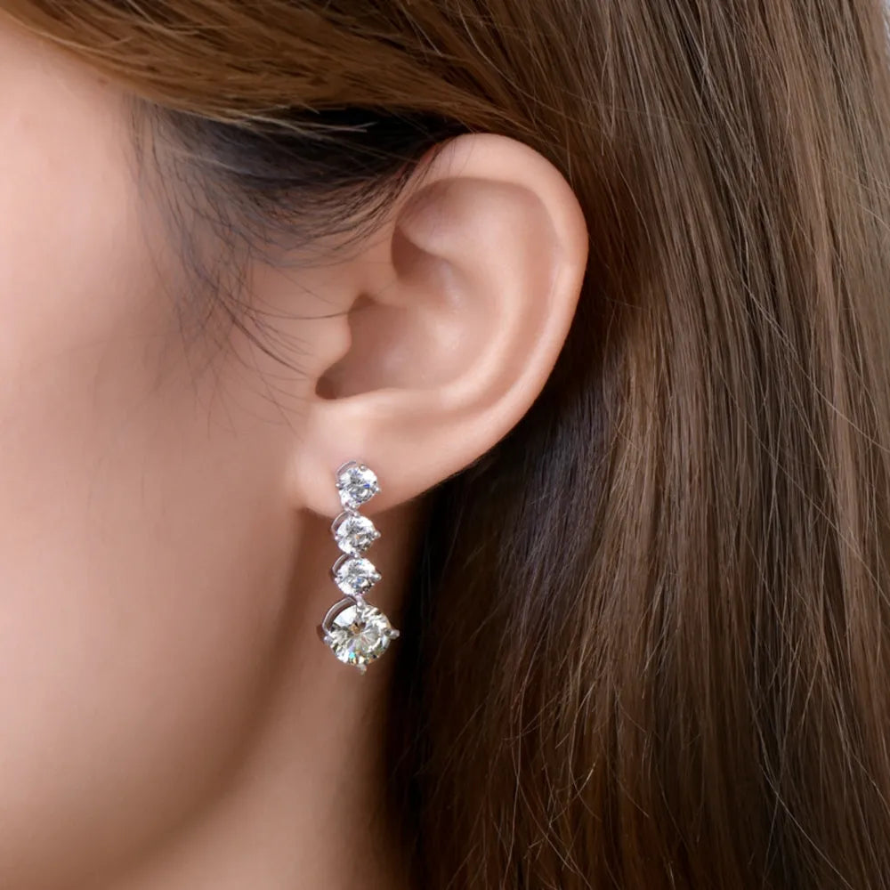 Luxury Moissanite 925 Sterling Silver Drop Earrings With 4 Moissanite Stones Earrings Pleasures and Sins