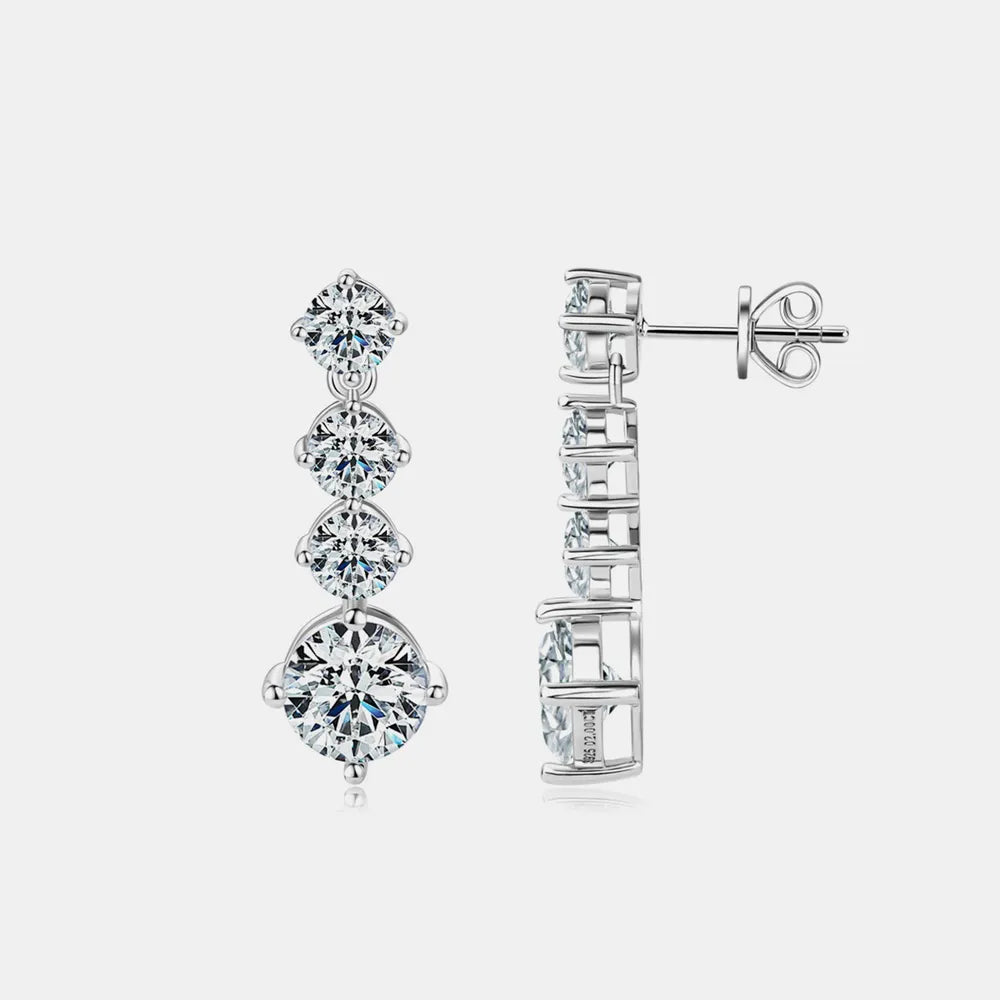 Luxury Moissanite 925 Sterling Silver Drop Earrings With 4 Moissanite Stones Earrings Pleasures and Sins