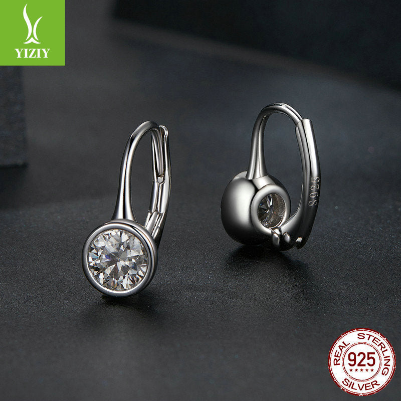 Silver Classic Design 50 Points Sparkling Moissanite Elegant 925 Pure Silver Earrings