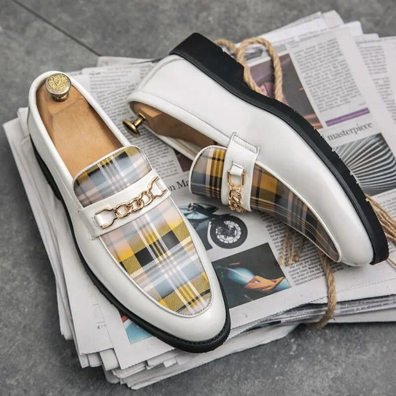 Italian Luxury Mens Loafers Casual Slip-on British Style Check Moccasins Shoes Pleasures and Sins