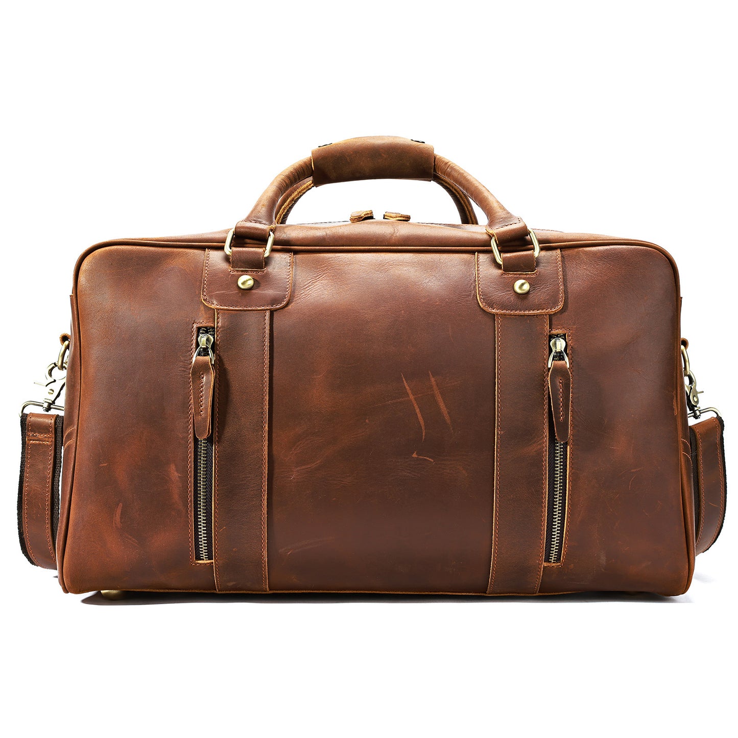 Mens Luxury Retro Genuine Leather Weekend Travel Bag Bag Pleasures and Sins Coffee 48cmx23cmx28cm