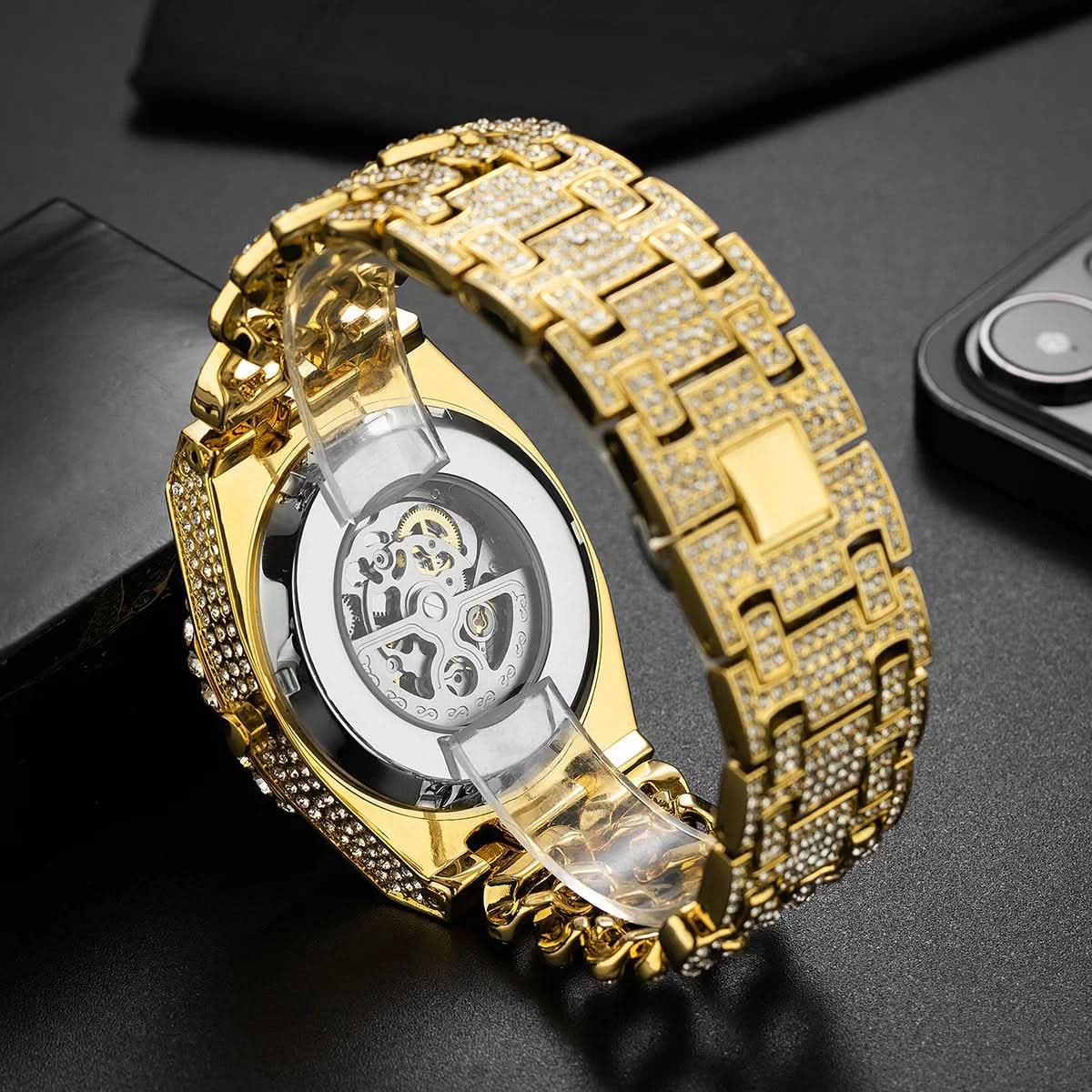 Full Diamond Cuban Link Watch - Automatic with Stunning Jewels Watch Pleasures and Sins
