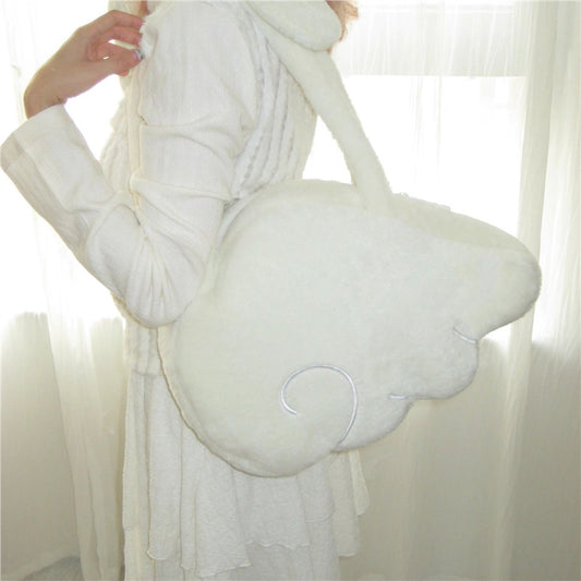 Furry Snow Angel Wings Style Bag Portable Shoulder Angel Wings Plush Bag
