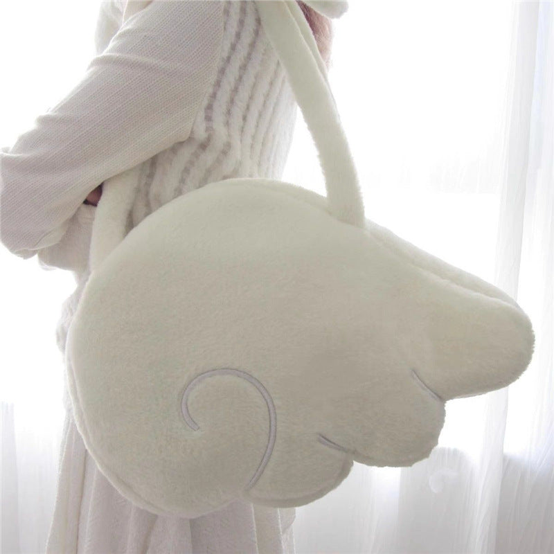 Furry Snow Angel Wings Style Bag Portable Shoulder Angel Wings Plush Bag