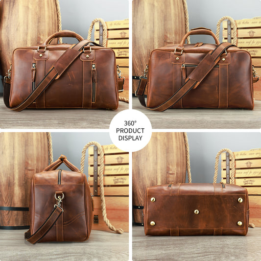 Mens Luxury Retro Genuine Leather Weekend Travel Bag Bag Pleasures and Sins