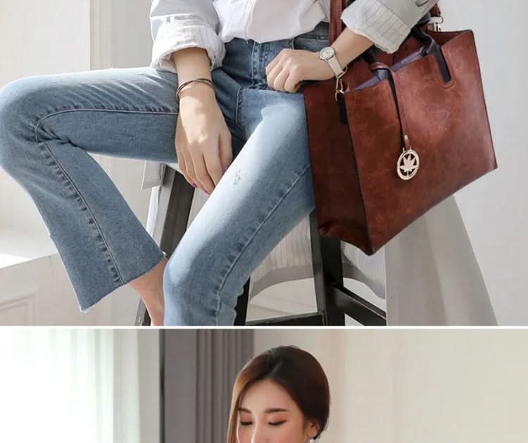 3 Pc Women Large Tote Bags Shoulder Bag Purse Bag Pleasures and Sins