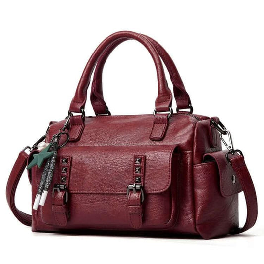Pebbled Leather Multi-compartment Large Capacity Crossbody Handbag Bag Pleasures and Sins Claret