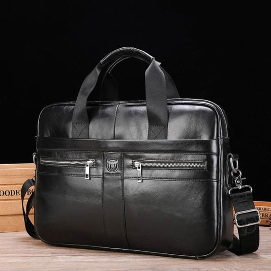 Large Capacity Retro Business Leather Hand-held Briefcase Bag Pleasures and Sins Black