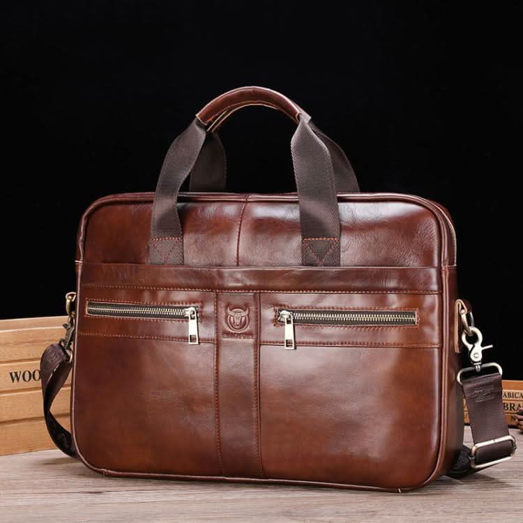 Large Capacity Retro Business Leather Hand-held Briefcase Bag Pleasures and Sins Coffee