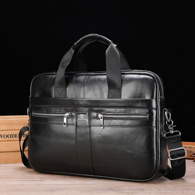 Large Capacity Retro Business Leather Hand-held Briefcase Bag Pleasures and Sins Black Metal