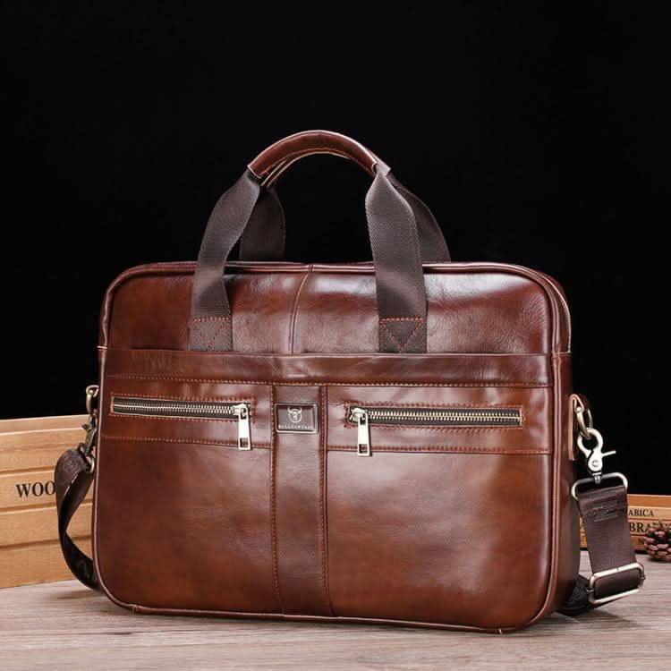 Large Capacity Retro Business Leather Hand-held Briefcase Bag Pleasures and Sins Coffee Metal