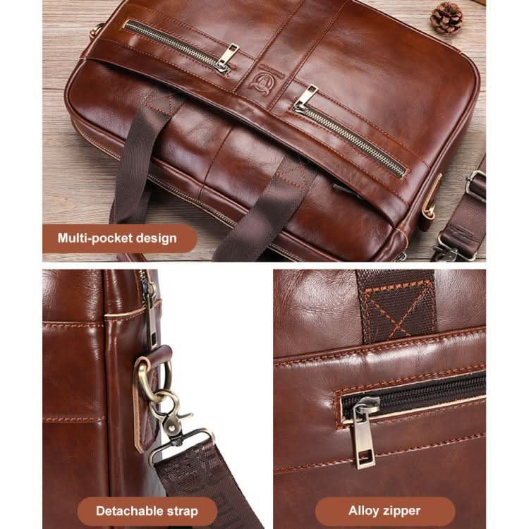 Large Capacity Retro Business Leather Hand-held Briefcase Bag Pleasures and Sins