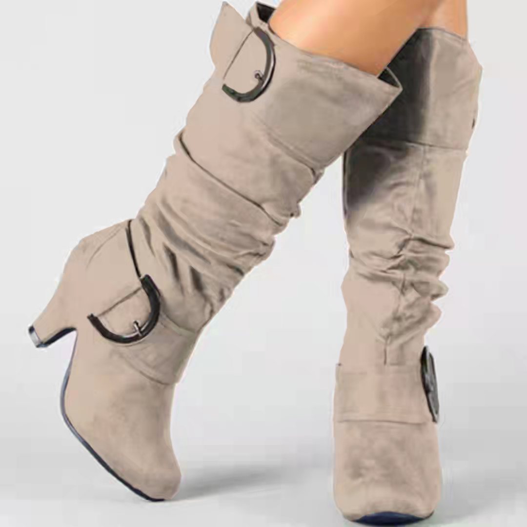 Fashion Brushed Velvet Spring And Autumn Women's Boots Boots Pleasures and Sins Beige 34