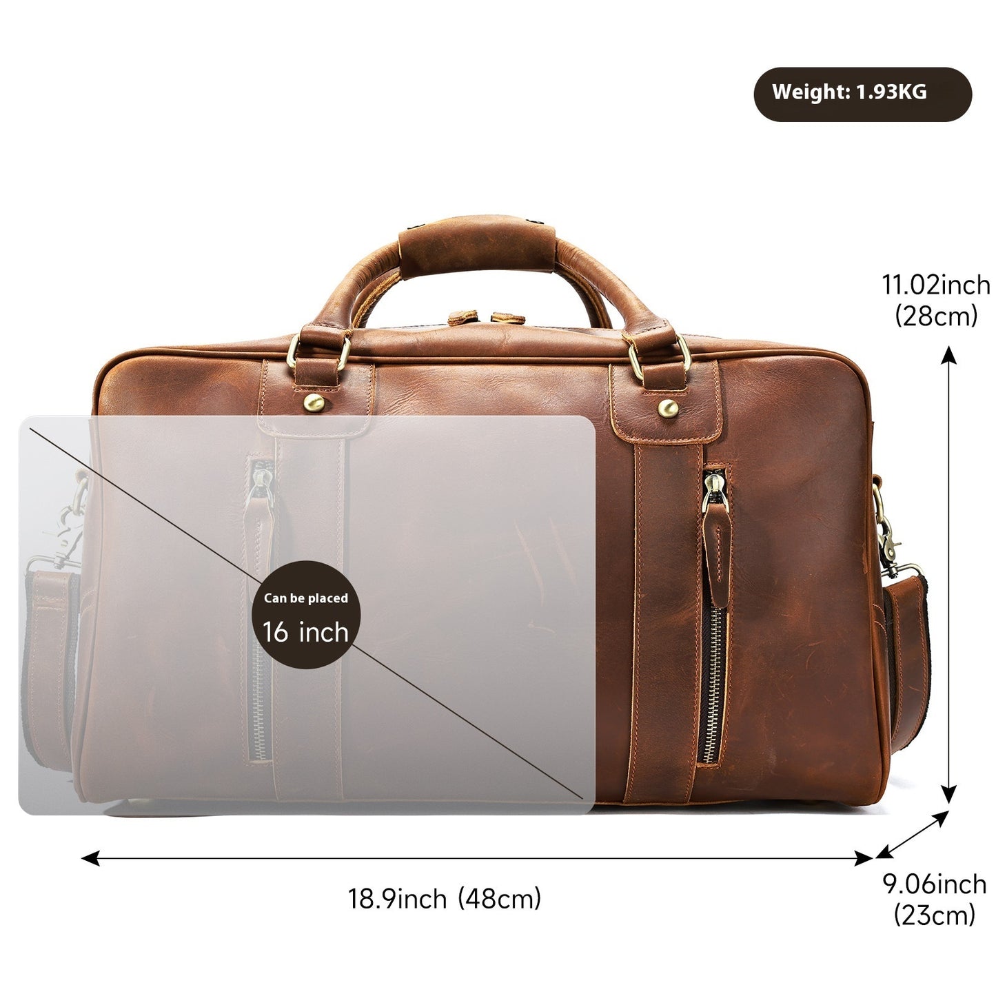 Mens Luxury Retro Genuine Leather Weekend Travel Bag Bag Pleasures and Sins