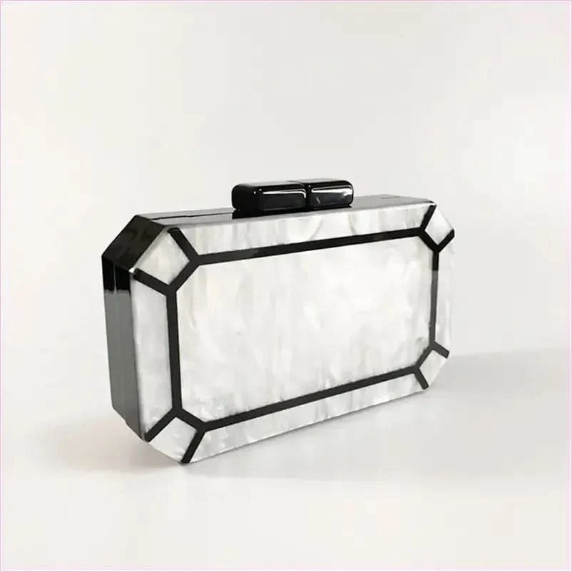 Art Deco Design Womens Acrylic Evening Bag with Geometric Clutch Style - Pleasures and Sins