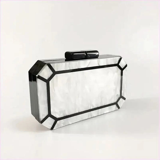 Art Deco Design Womens Acrylic Evening Bag with Geometric Clutch Style - Pleasures and Sins