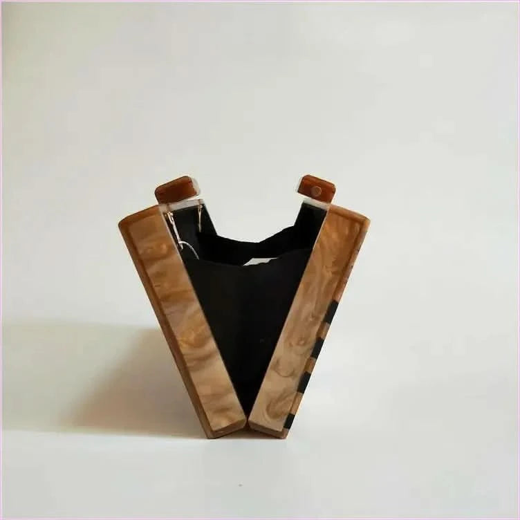 Art Deco Geometric Pattern Acrylic Clutch Purse in Black and Gold - Pleasures and Sins