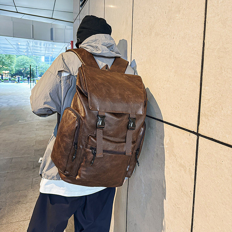Retro Men's Computer Backpack Frosted Faux Leather Backpack Pleasures and Sins