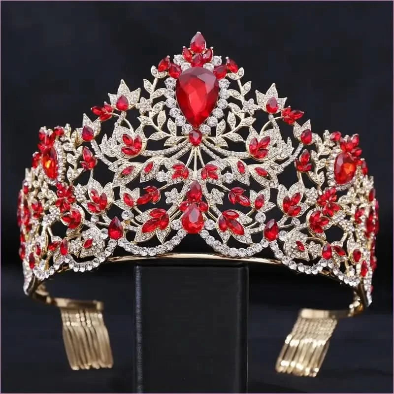 Baroque Style Large Rhinestone Wedding Crown for a Glamorous Look - Pleasures and Sins