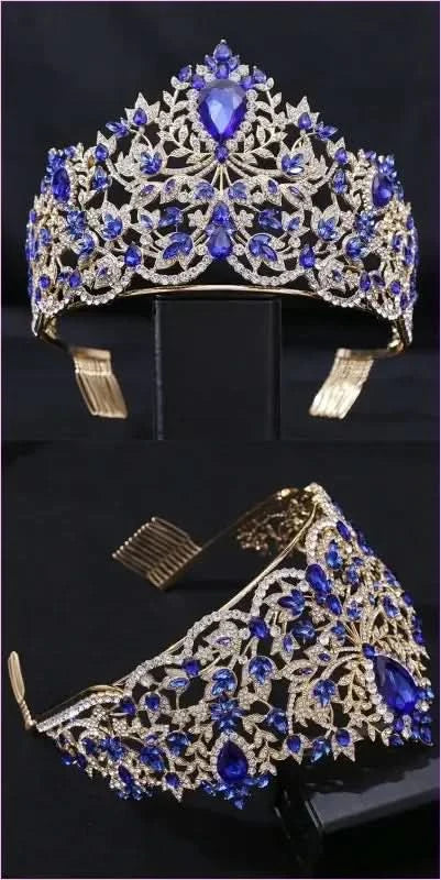 Baroque Style Large Rhinestone Wedding Crown for a Glamorous Look - Pleasures and Sins