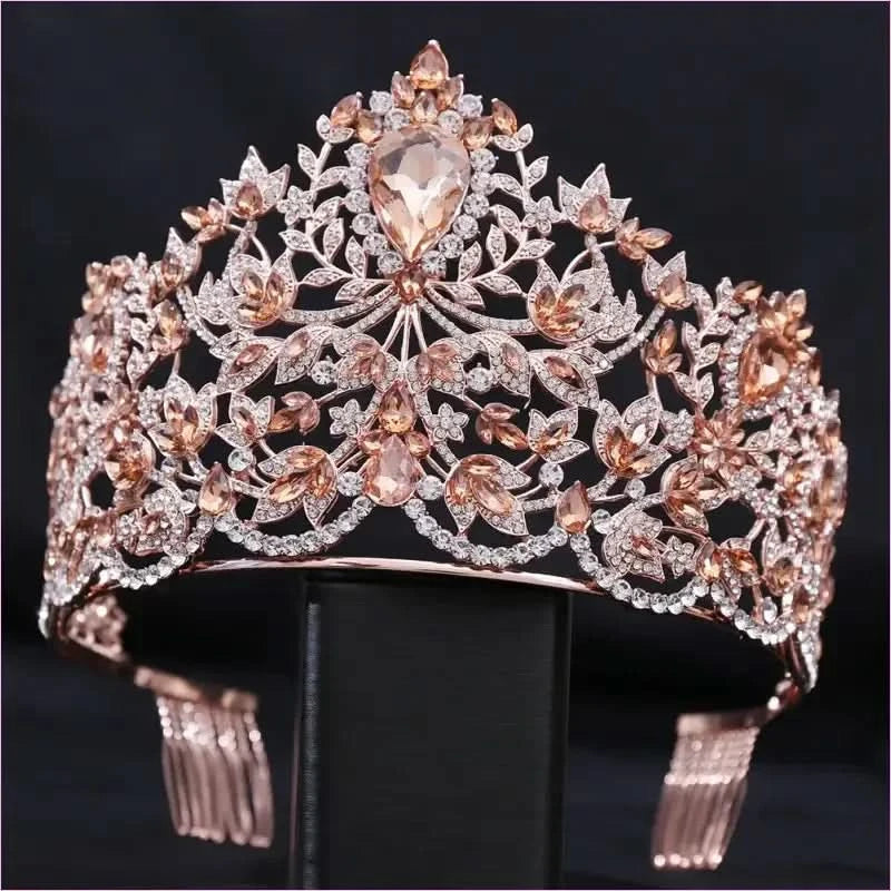 Baroque Style Large Rhinestone Wedding Crown for a Glamorous Look - Pleasures and Sins