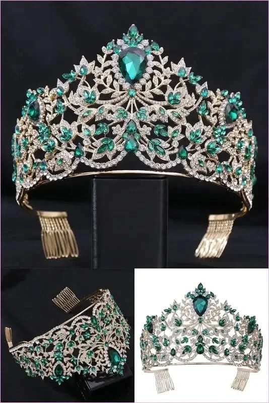 Baroque Style Large Rhinestone Wedding Crown for a Glamorous Look - Pleasures and Sins