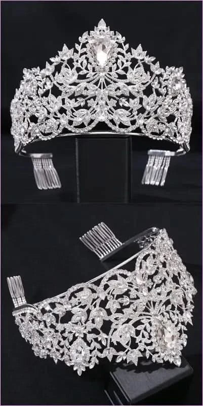 Baroque Style Large Rhinestone Wedding Crown for a Glamorous Look - Pleasures and Sins