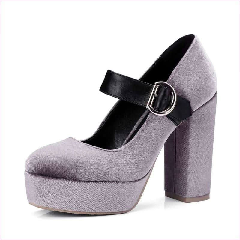 Beautiful Velour Block Heel Mary Jane Shoes for Stylish Comfort - Pleasures and Sins