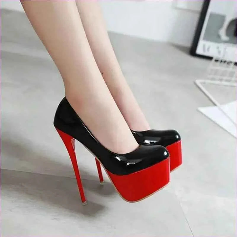 Black and Red High Heel Women Stiletto Platform Shoes - Pleasures and Sins