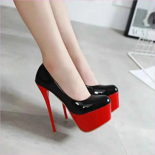Black and Red High Heel Women Stiletto Platform Shoes - Pleasures and Sins
