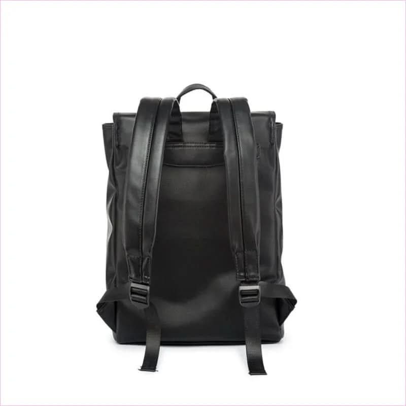 Black Faux Leather Mens Large Capacity Business Backpack - Pleasures and Sins