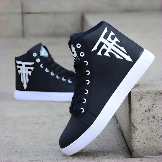 Black High-top Sneakers with White Logo for Summer Shoes Breathable - Pleasures and Sins
