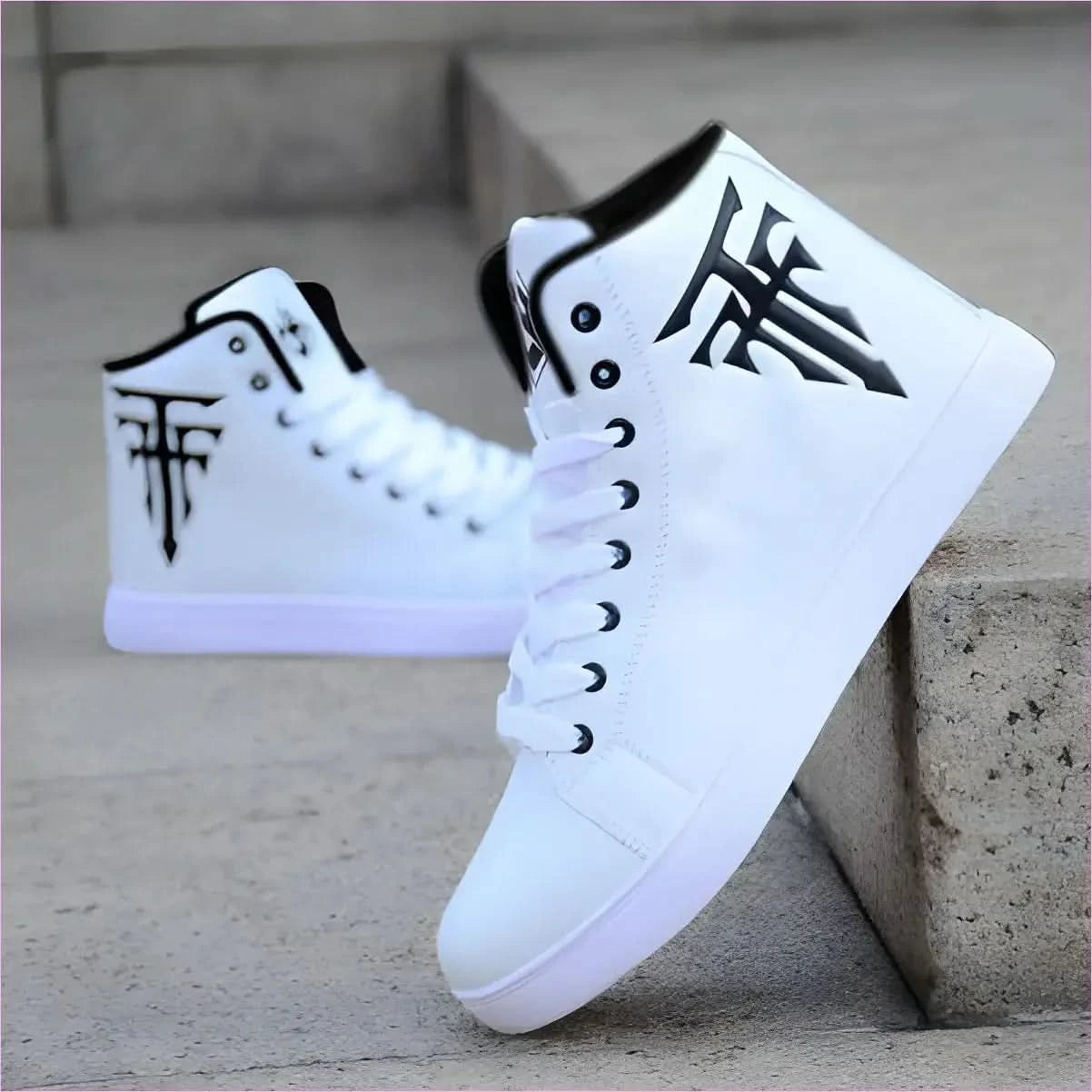Black High-top Sneakers with White Logo for Summer Shoes Breathable - Pleasures and Sins