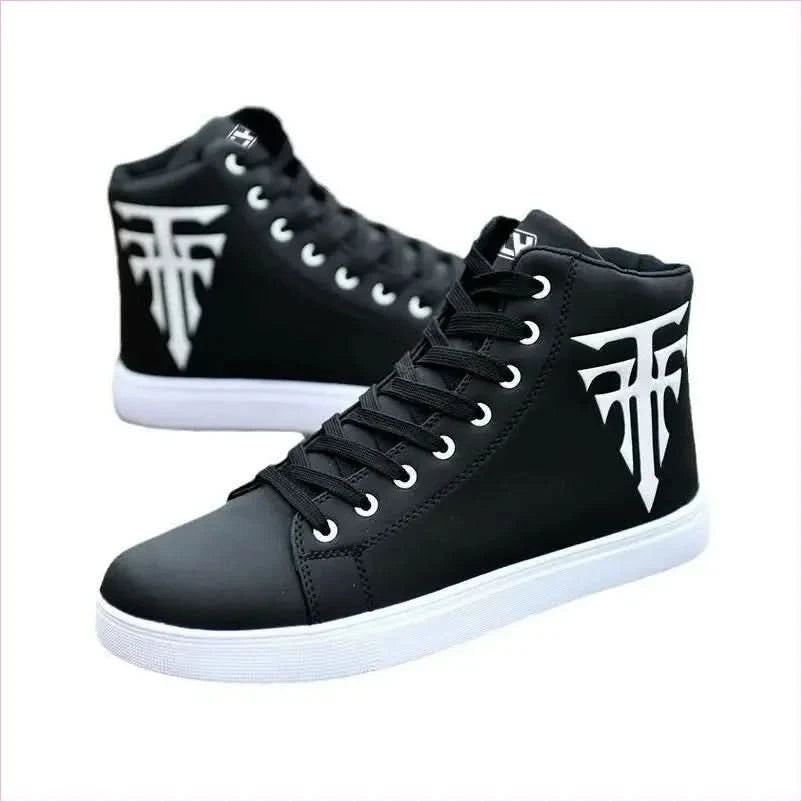 Black High-top Sneakers with White Logo for Summer Shoes Breathable - Pleasures and Sins