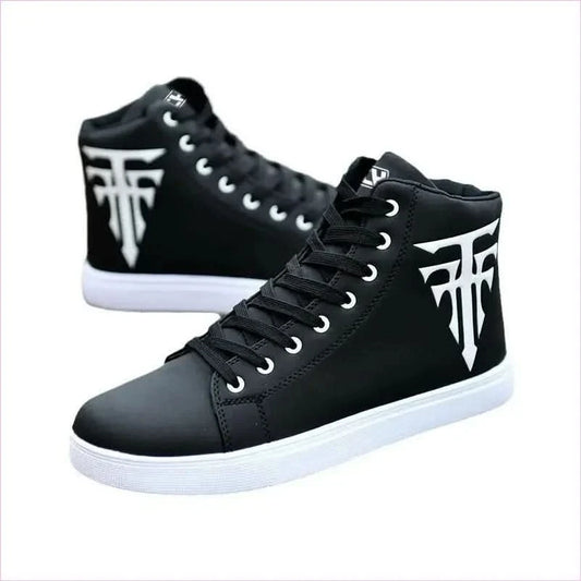 Black High-top Sneakers with White Logo for Summer Shoes Breathable - Pleasures and Sins
