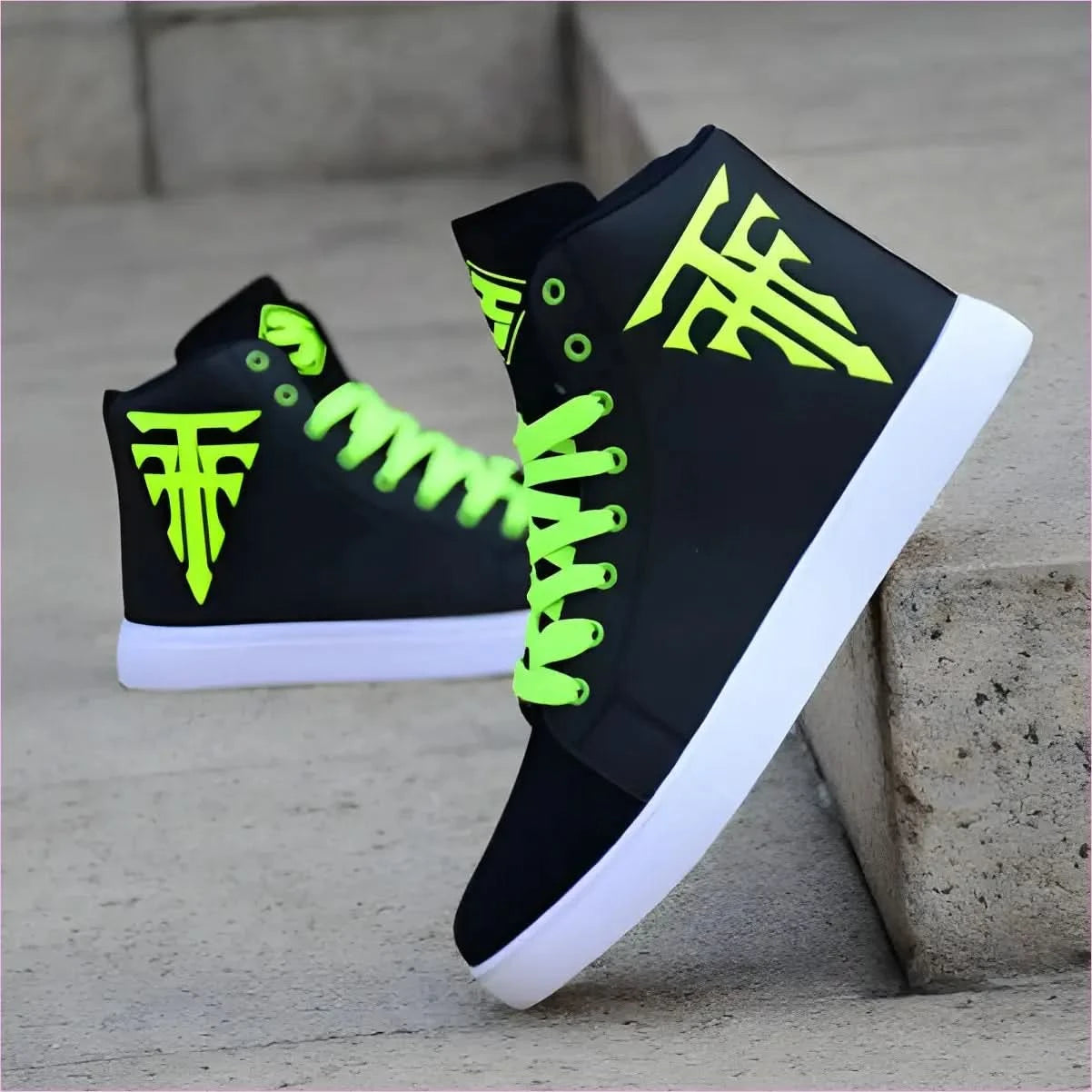 Black High-top Sneakers with White Logo for Summer Shoes Breathable - Pleasures and Sins