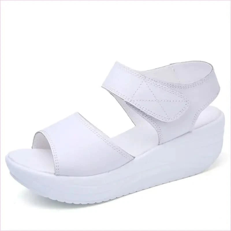Black Leather Platform Casual Velcro Sandals for Students - Pleasures and Sins