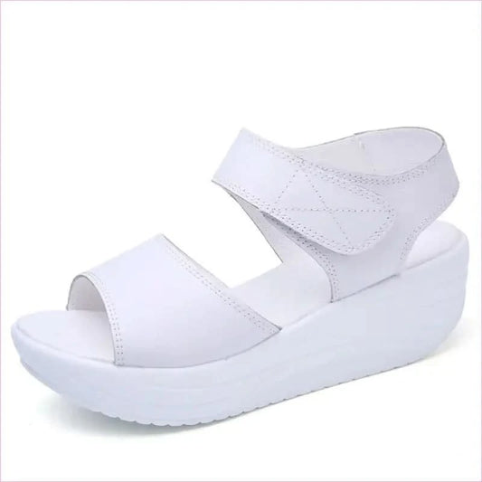 Black Leather Platform Casual Velcro Sandals for Students - Pleasures and Sins