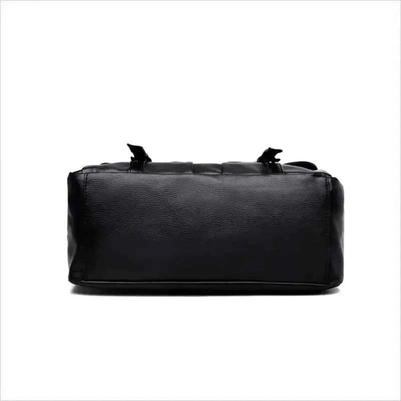 Black Studded Shoulder Bag with Skull Emblem and Details - Pleasures and Sins