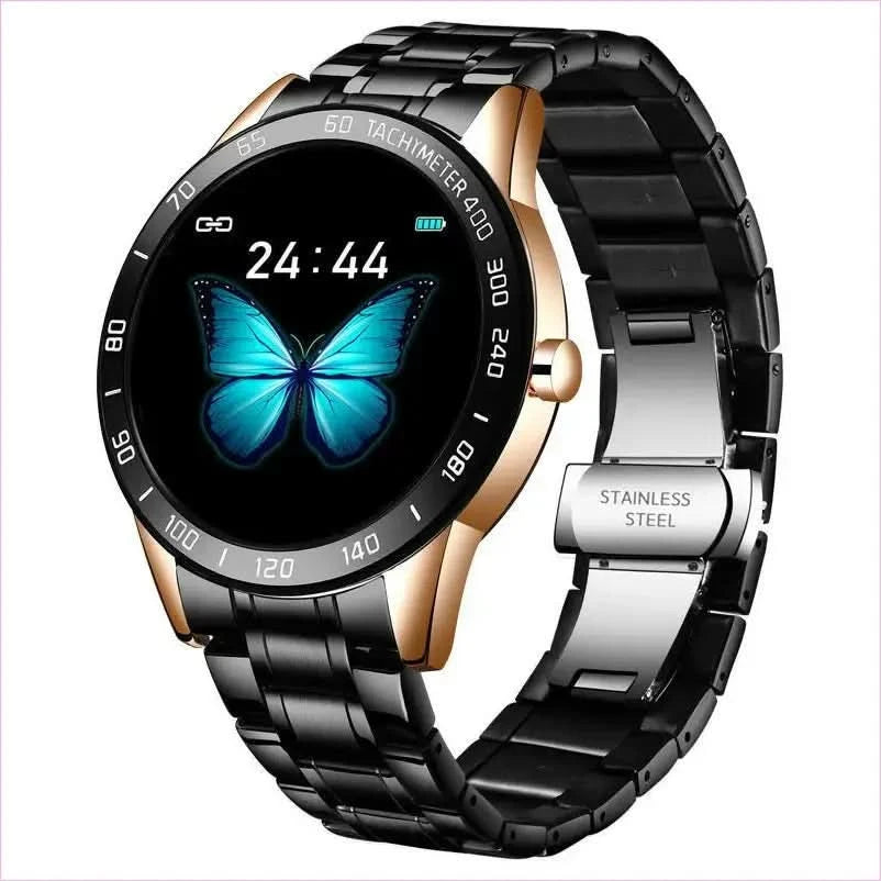 Blue and Gold Smart Watch for Heart Rate Steps and Blood Pressure Detection - Pleasures and Sins