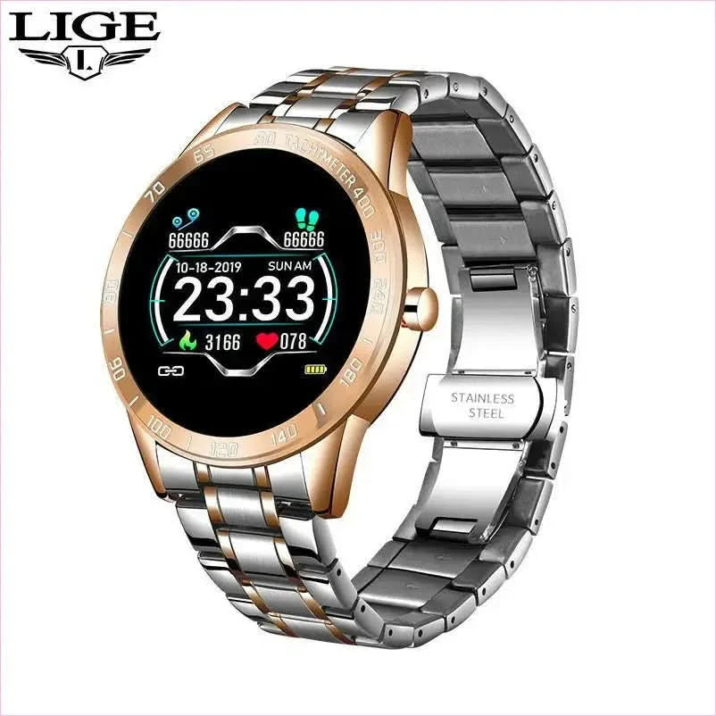 Blue and Gold Smart Watch for Heart Rate Steps and Blood Pressure Detection - Pleasures and Sins
