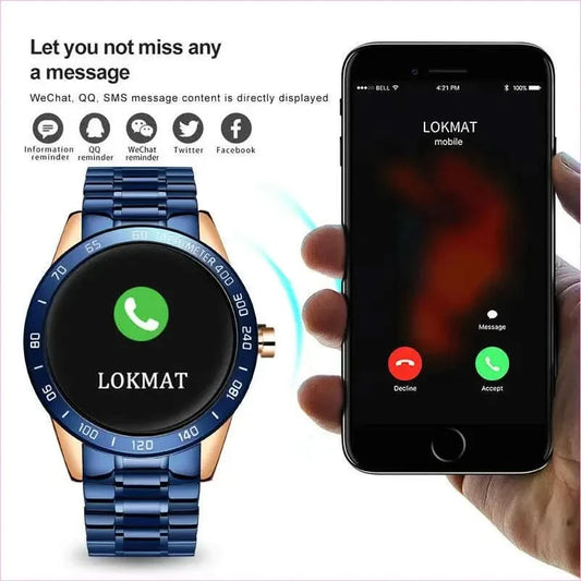 Blue and Gold Smart Watch for Heart Rate Steps and Blood Pressure Detection - Pleasures and Sins