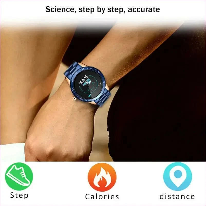 Blue and Gold Smart Watch for Heart Rate Steps and Blood Pressure Detection - Pleasures and Sins