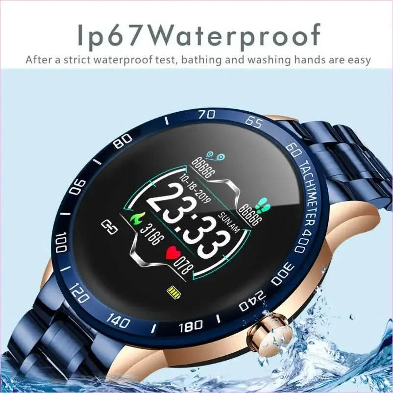 Blue and Gold Smart Watch for Heart Rate Steps and Blood Pressure Detection - Pleasures and Sins