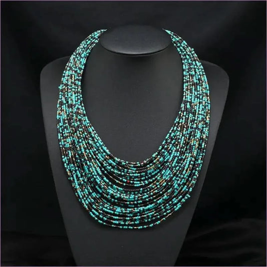 Bold Exaggerated Multi-layer Short Bohemian Women's Beaded Necklace - Pleasures and Sins