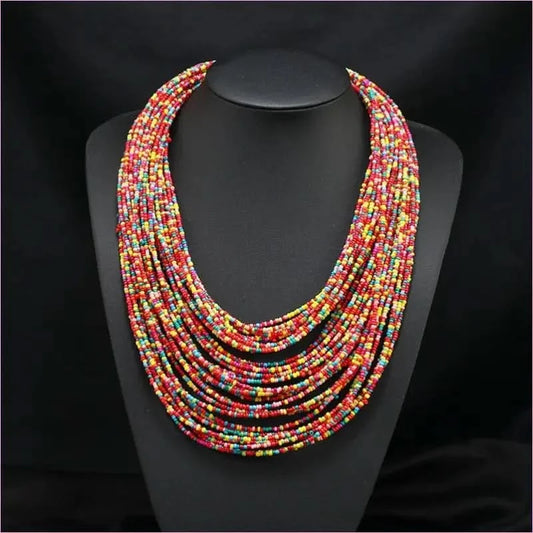 Bold Exaggerated Multi-layer Short Bohemian Women's Beaded Necklace - Pleasures and Sins