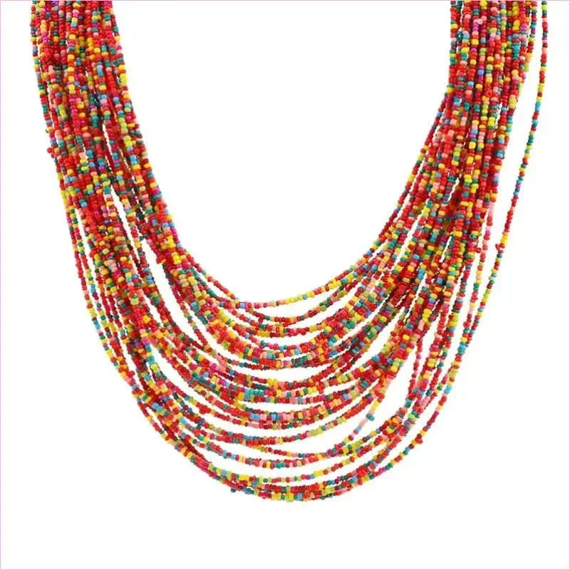 Bold Exaggerated Multi-layer Short Bohemian Women's Beaded Necklace - Pleasures and Sins