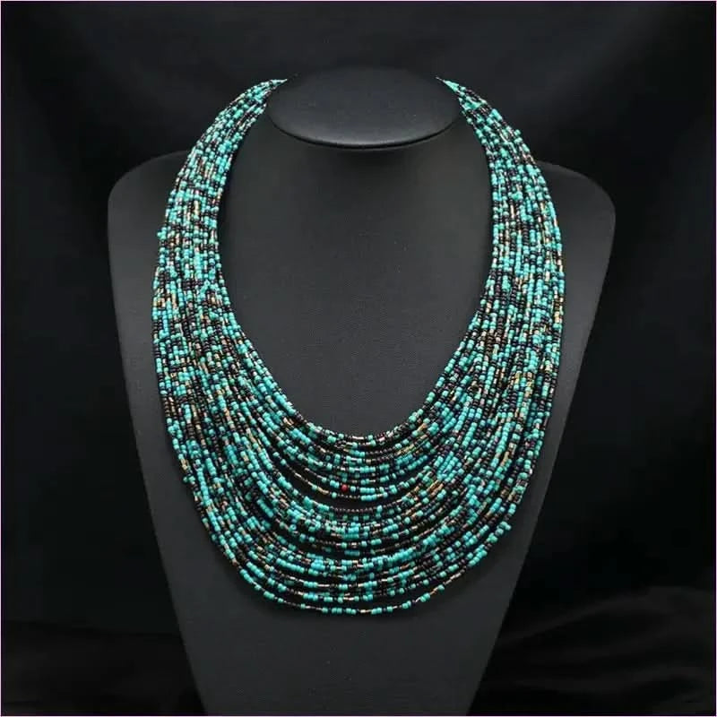Bold Exaggerated Multi-layer Short Bohemian Women's Beaded Necklace - Pleasures and Sins