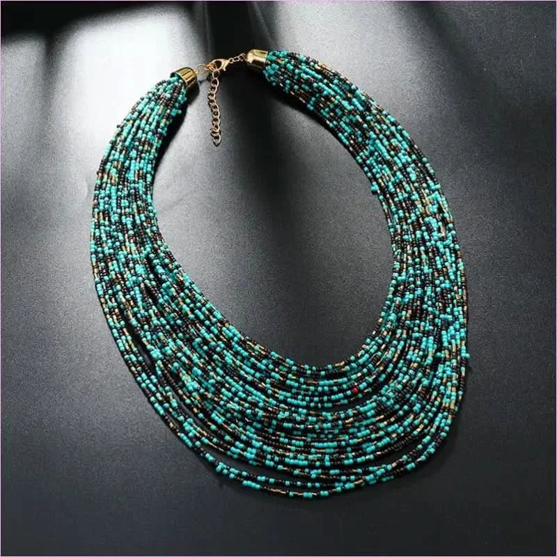 Bold Exaggerated Multi-layer Short Bohemian Women's Beaded Necklace - Pleasures and Sins