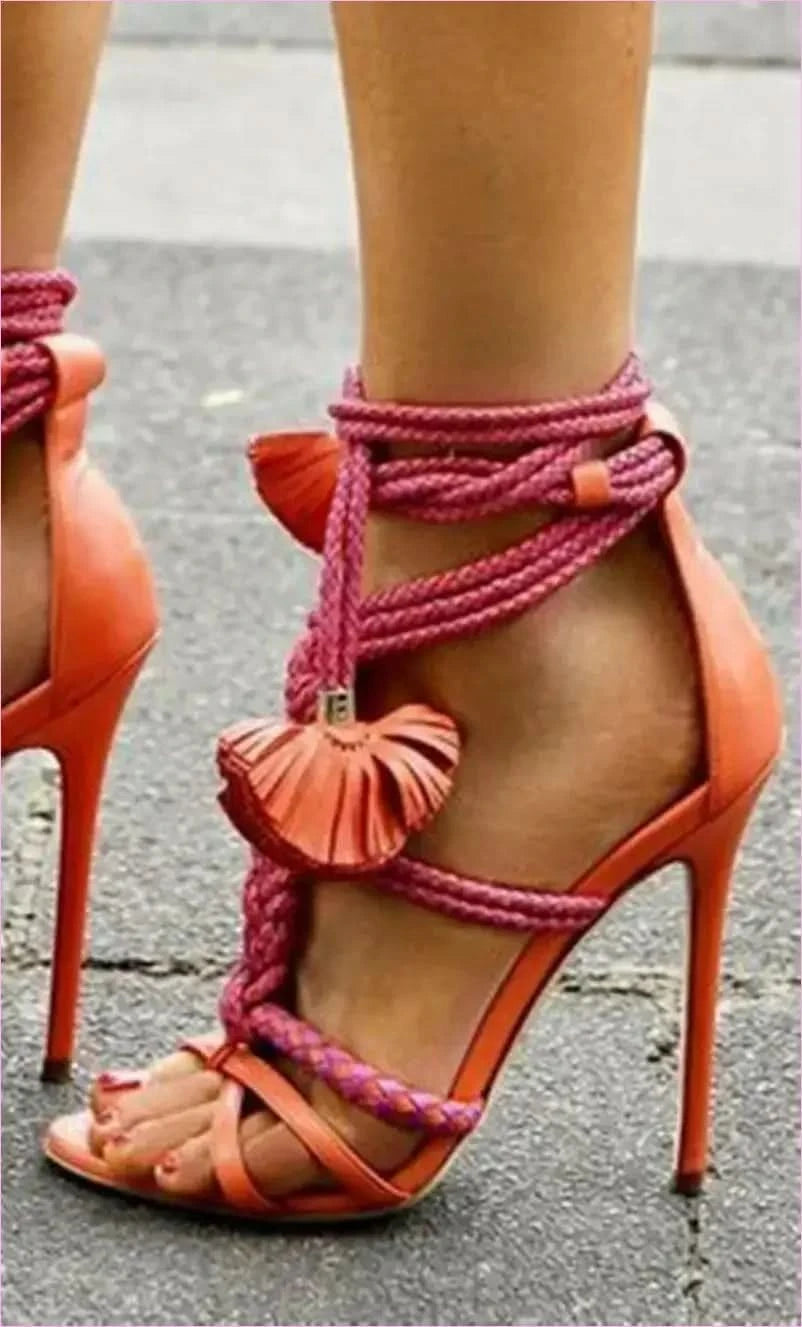 Braided Strap High Heel Gladiator Sandals for Stylish Comfort - Pleasures and Sins